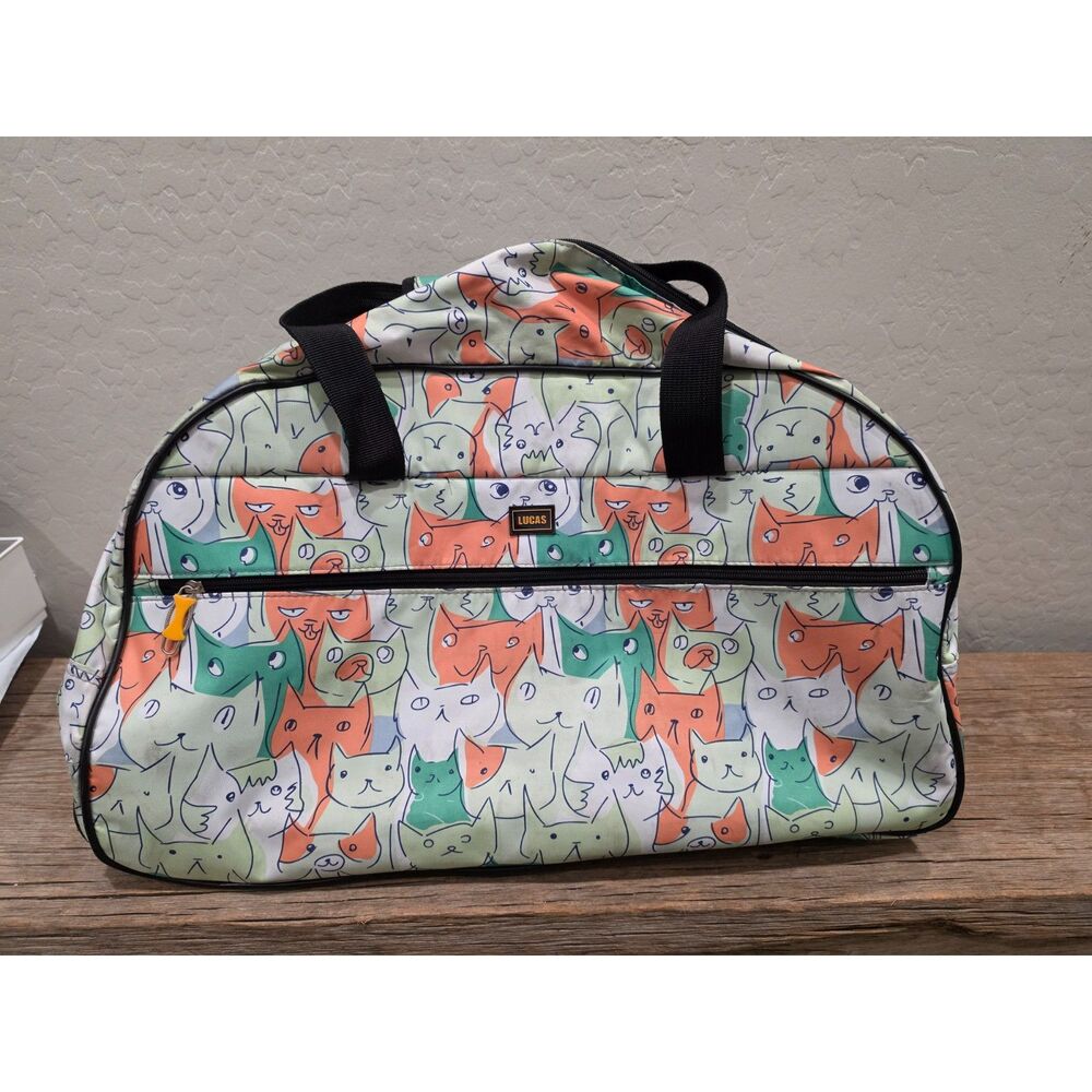 LUCAS 22" Rolling Duffel Bag Cat Print Wheeled Travel Luggage Weekender